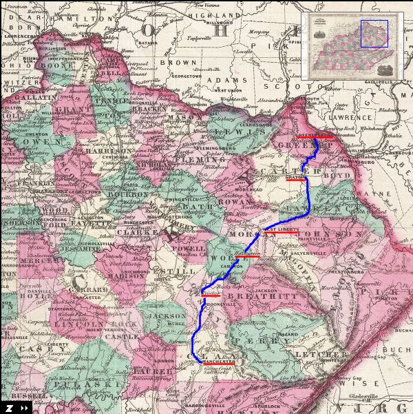 Map of Evacuation of Cumberland Gap