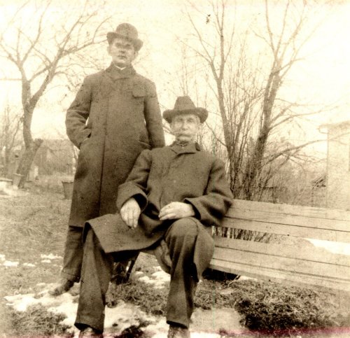 Newton Mills (seated) and son Fred ca. 1900
