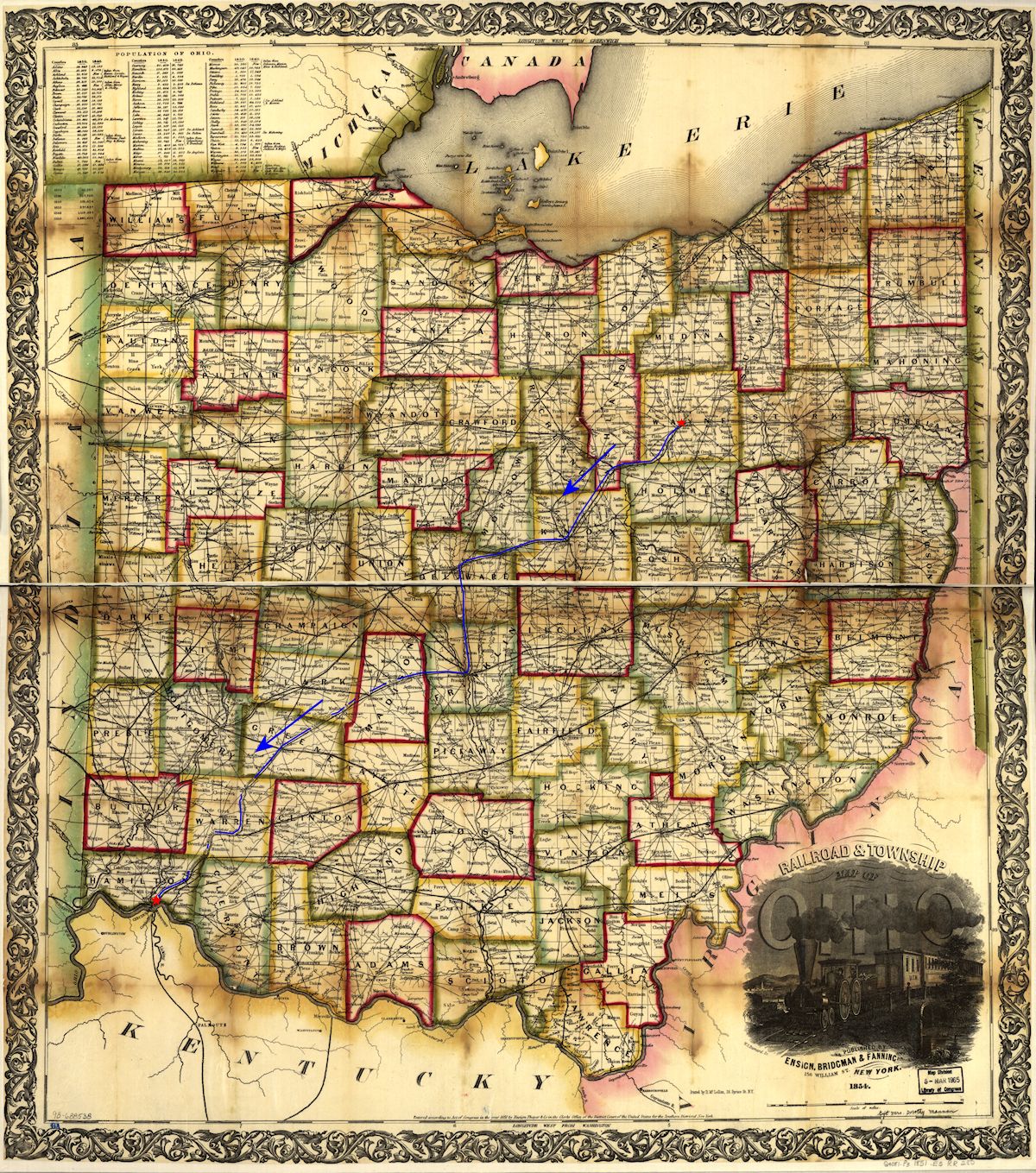 Ohio Railroad Map 1854